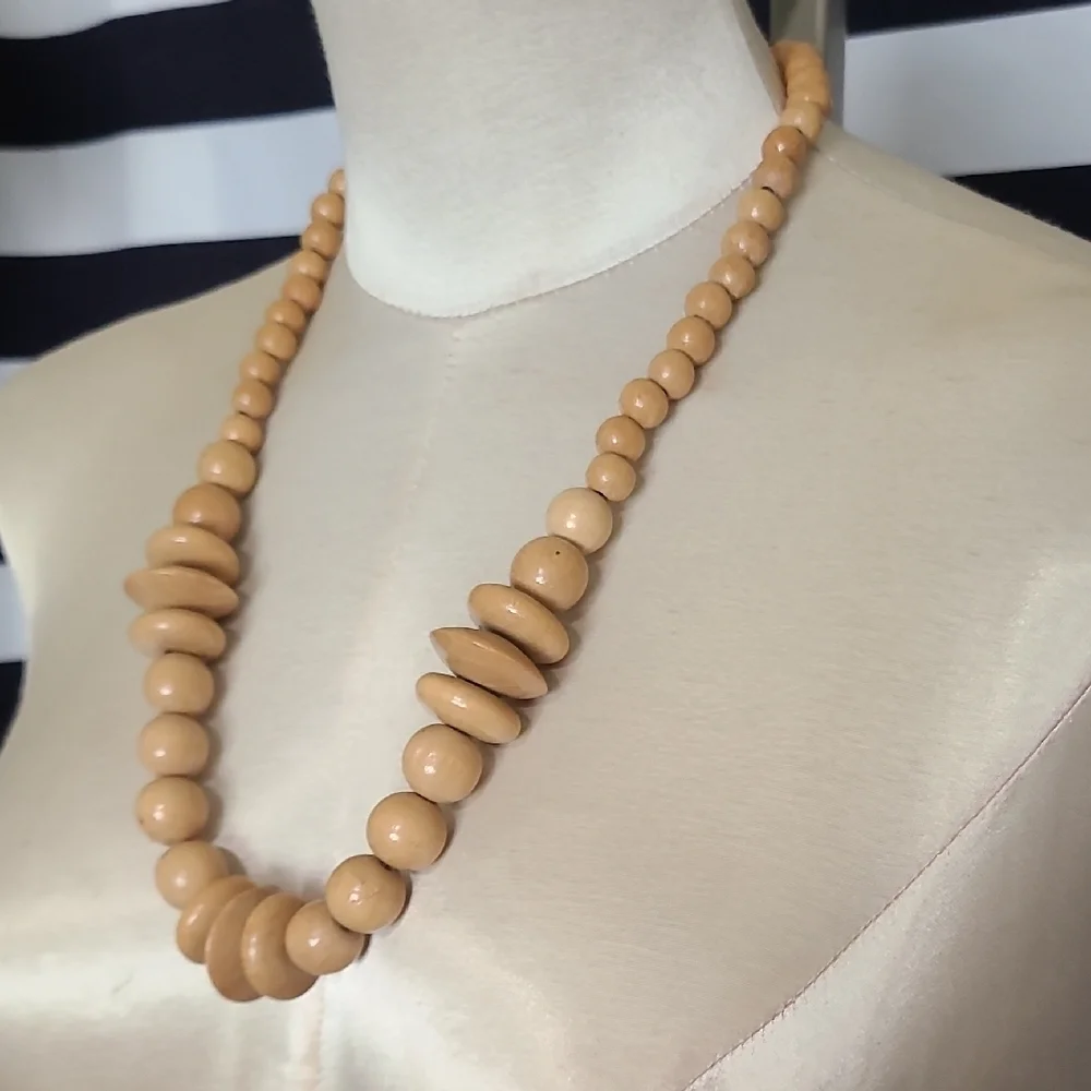 Elegant Tan Beaded Necklace